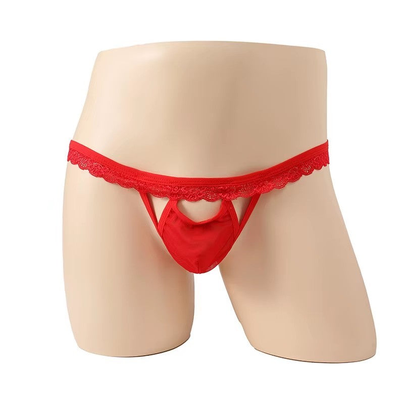 Men's Fashion Lace Sheer G-String Thong Panties
