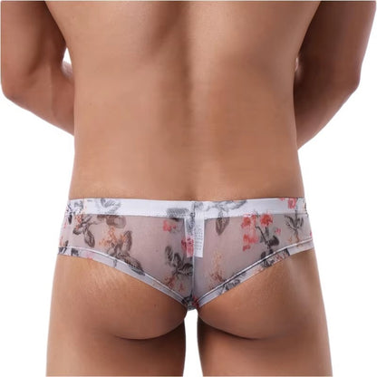 galleryman.com - Men Translucent Bohemian Style Briefs Underwear White