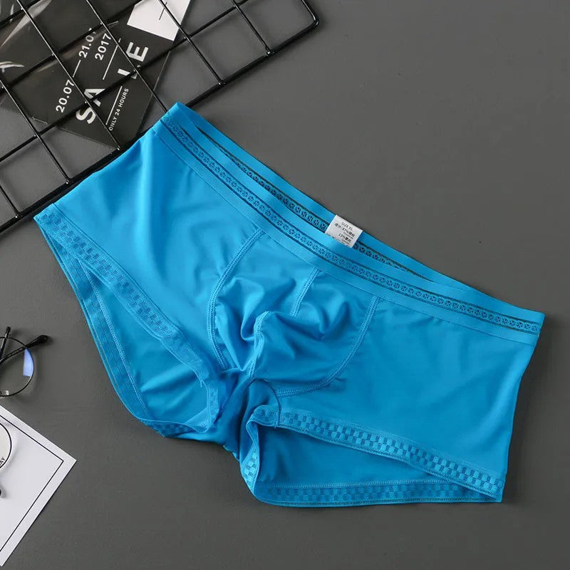 Men Boxer Briefs Ice Silk Translucent Panties Ultra-thin Underwear