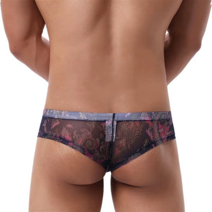 galleryman.com - Men Translucent Bohemian Style Briefs Underwear Navy
