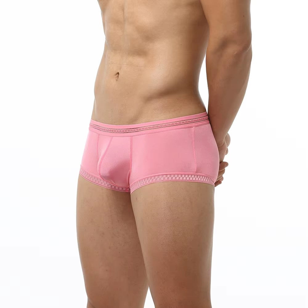 Men Boxer Briefs Ice Silk Translucent Panties Ultra-thin Underwear