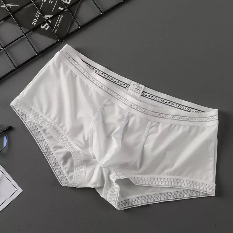 Men Boxer Briefs Ice Silk Translucent Panties Ultra-thin Underwear