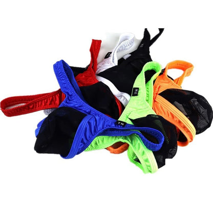 galleryman.com - Men Sexy Ice Silk Thong With Translucent Pouch Underwear