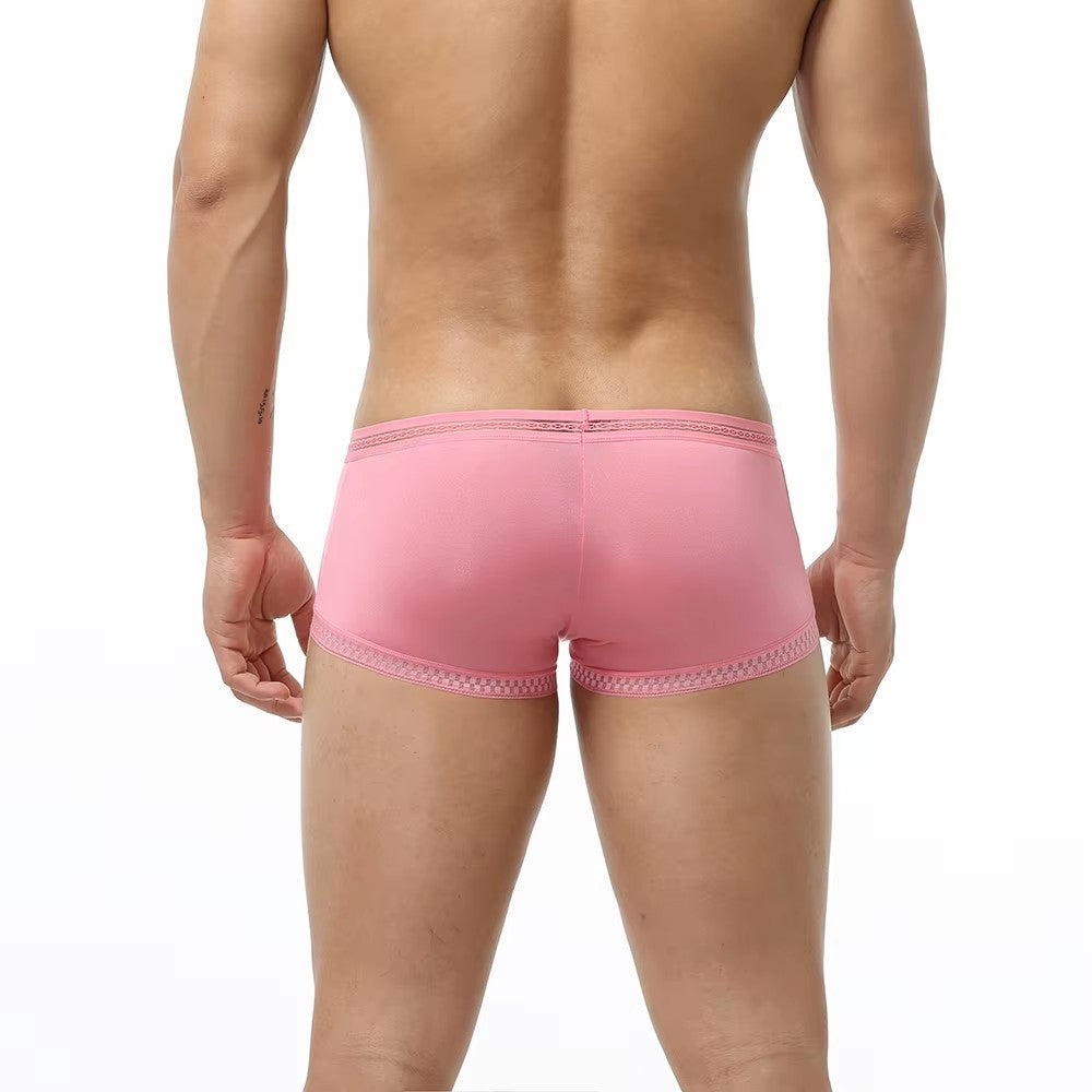 Men Boxer Briefs Ice Silk Translucent Panties Ultra-thin Underwear