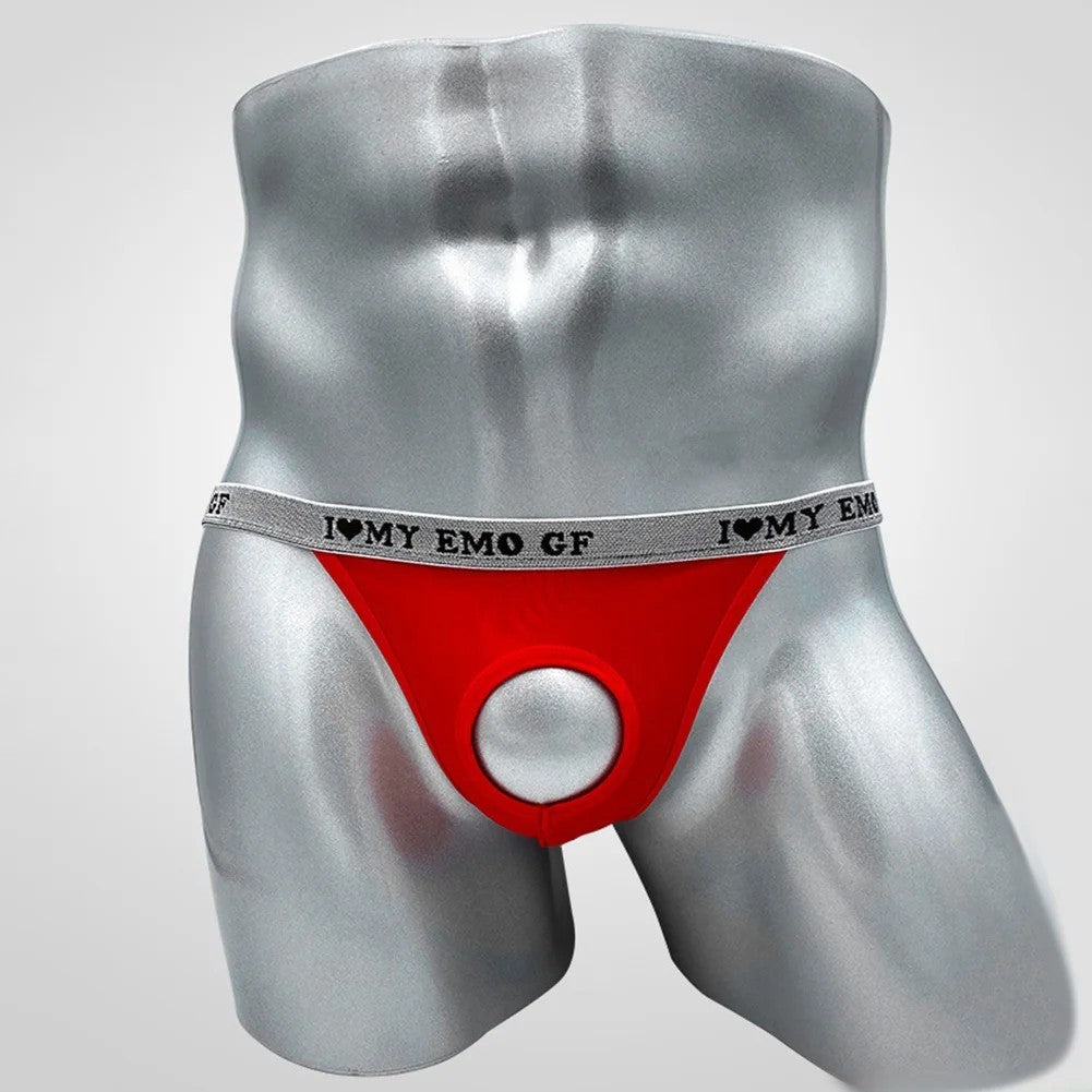 galleryman.com - Men's Briefs G-String Underwear with Banana Ring Hole Red