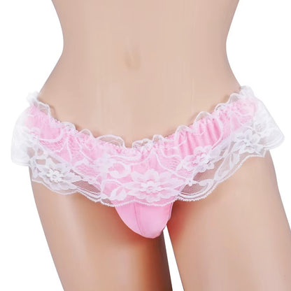galleryman.com - Sexy Men Lace Thong Panties U Convex Pouch Pink