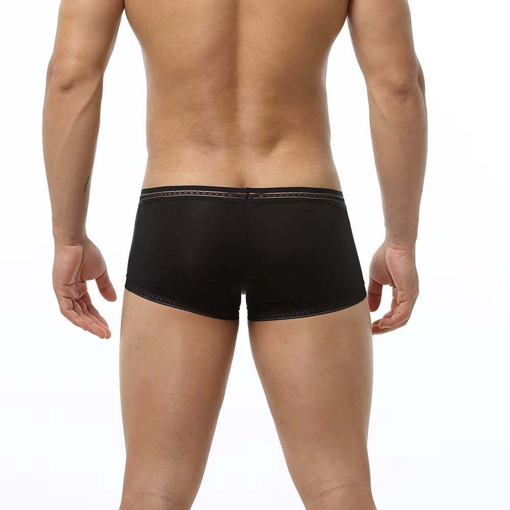 Men Boxer Briefs Ice Silk Translucent Panties Ultra-thin Underwear