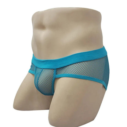galleryman.com - Men Fishnet Briefs Breathable Underwear Sky Blue