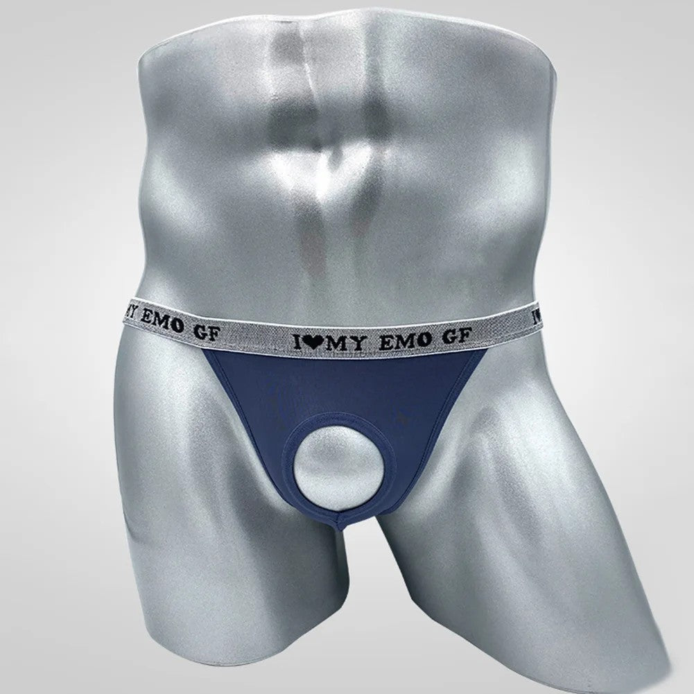 galleryman.com - Men's Briefs G-String Underwear with Banana Ring Hole Blue