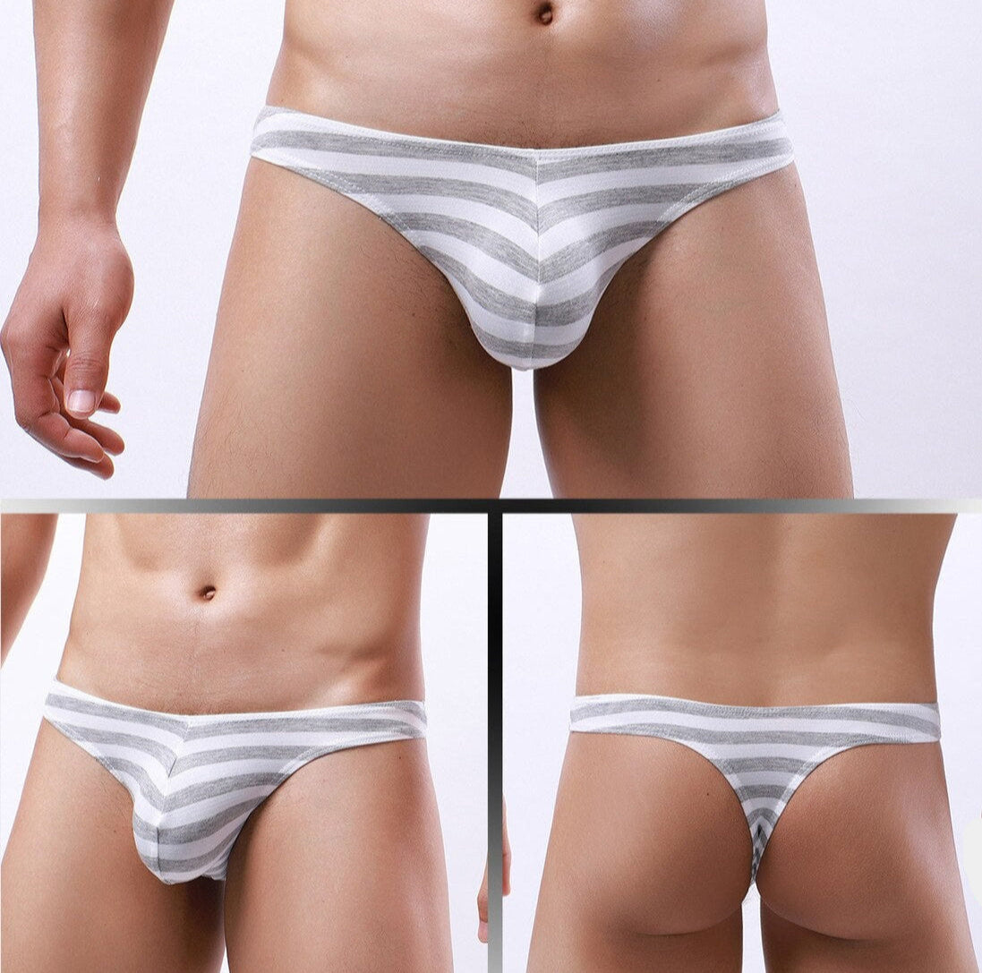 Men Striped Bikini Thongs Underwear