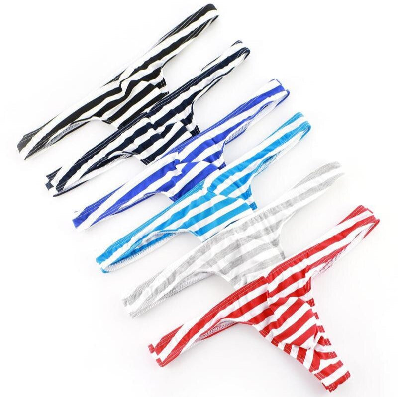 Men Striped Bikini Thongs Underwear