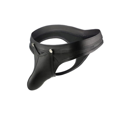 galleryman.com - Men Fetish Thong Leather Open Crotch Underwear Black