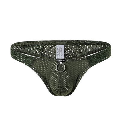 galleryman.com - Men Mesh Thong Underwear Army Green