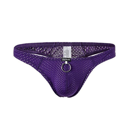 galleryman.com - Men Mesh Thong Underwear Purple
