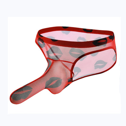 galleryman.com - Men's Elephant Nose Briefs Kisses Print Underwear Red