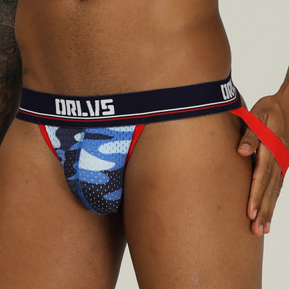 Men's Mesh Jockstrap Camouflage Style in Blue by Gallery Man