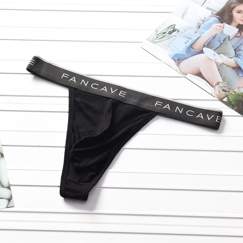 Men Stylist Thong Underwear in Black by Gallery Man